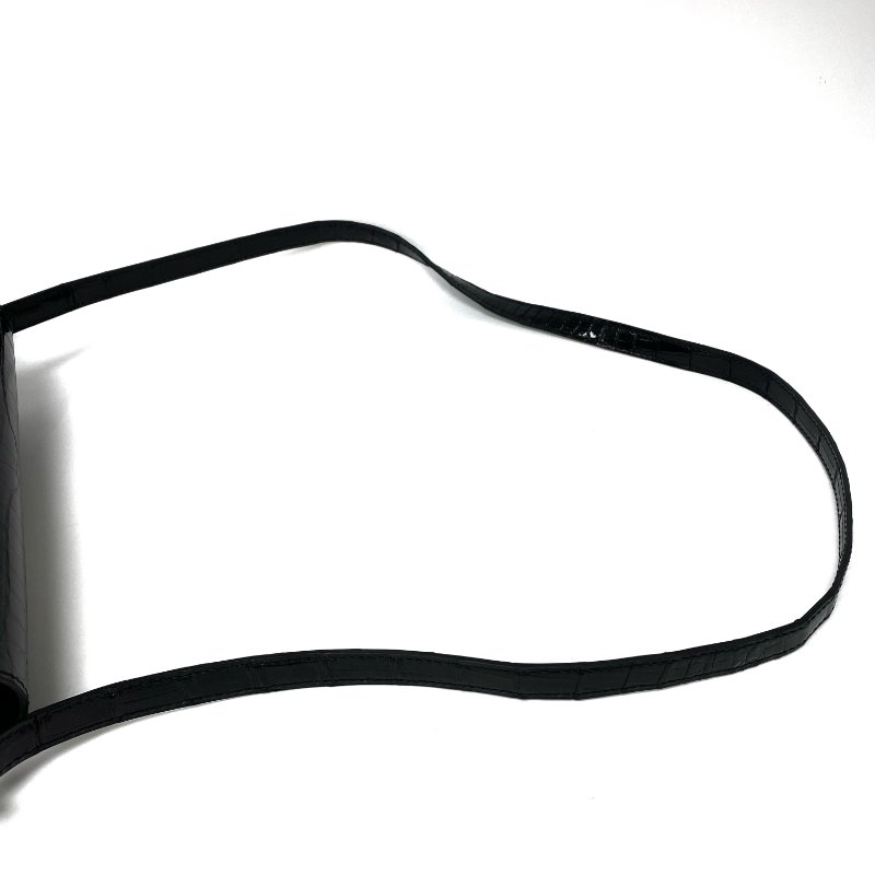 △ Hermes 愛馬仕 Roulis 23 89 Noir Niloticus crocodile skin Palladium-plated Hardware Shoulder Bag Stamp D 黑色尼羅鱷魚皮銀扣肩背袋 D刻 -257021517-19