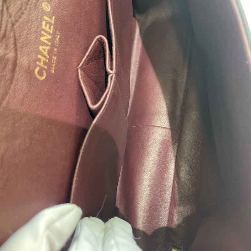 Chanel Classic Flap CF JUMBO黑色金扣 荔枝紋牛皮 雙蓋口蓋包 肩背包斜背包-6