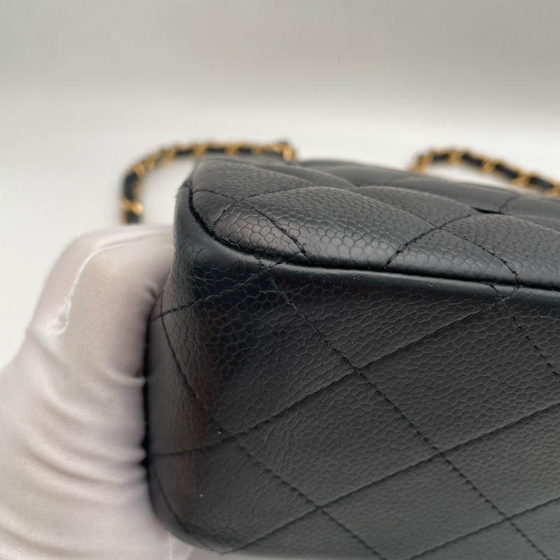 Chanel Classic Flap CF JUMBO黑色金扣 荔枝紋牛皮 雙蓋口蓋包 肩背包斜背包-9