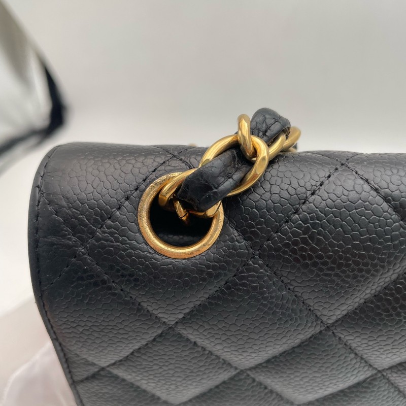Chanel Classic Flap CF JUMBO黑色金扣 荔枝紋牛皮 雙蓋口蓋包 肩背包斜背包-14