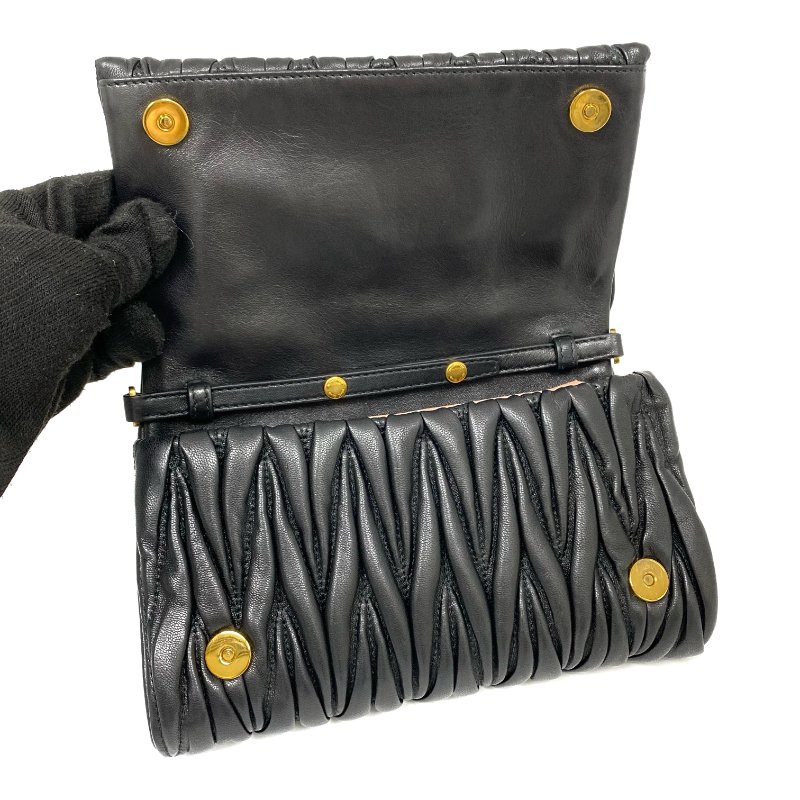 ☆ Miu Miu 繆繆 Black Lambskin Shoulder Bag 黑色小羊皮肩背袋 - 257021780-16