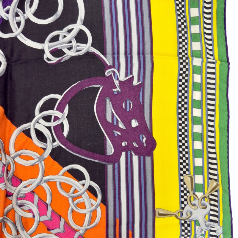 HERMES Brides et Gris-Gris shawl 140 羊絨 圍巾-2