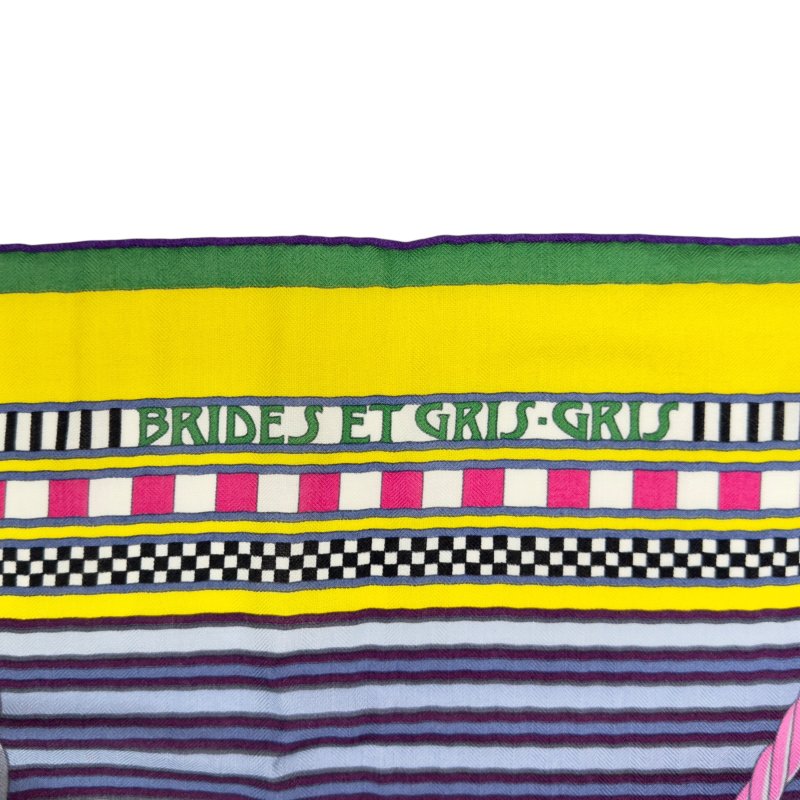 HERMES Brides et Gris-Gris shawl 140 羊絨 圍巾-3