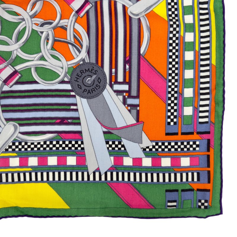 HERMES Brides et Gris-Gris shawl 140 羊絨 圍巾-4