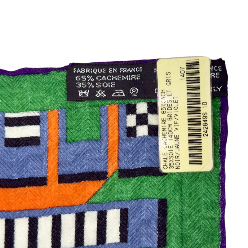 HERMES Brides et Gris-Gris shawl 140 羊絨 圍巾-7