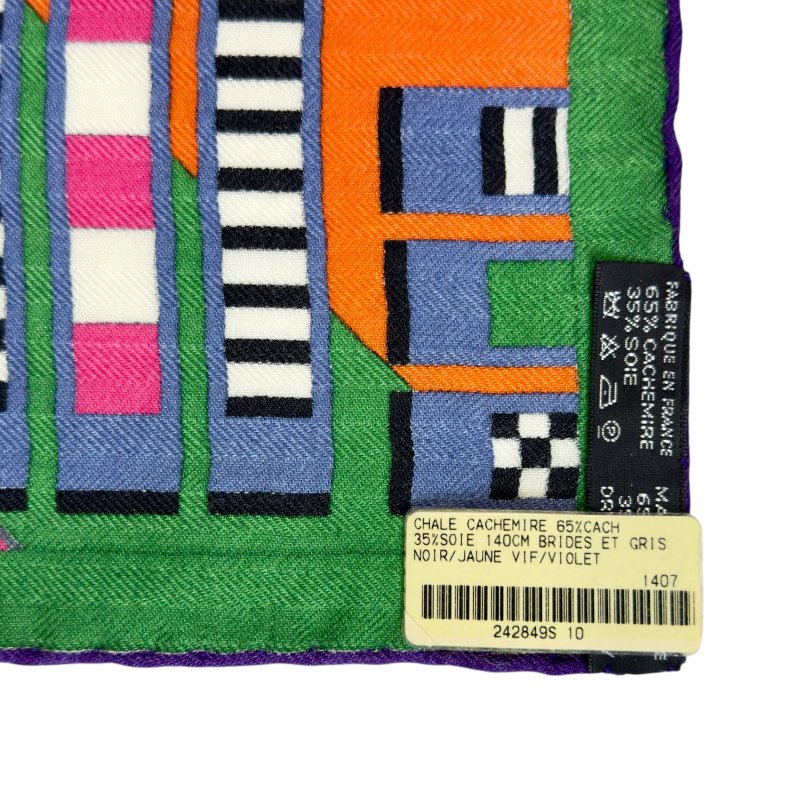 HERMES Brides et Gris-Gris shawl 140 羊絨 圍巾-8