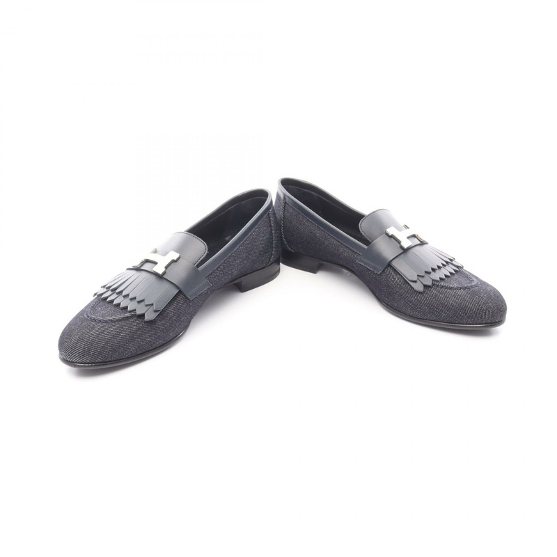 愛馬仕皇家莫卡辛鞋，海軍藍牛仔皮革，二手女款-2