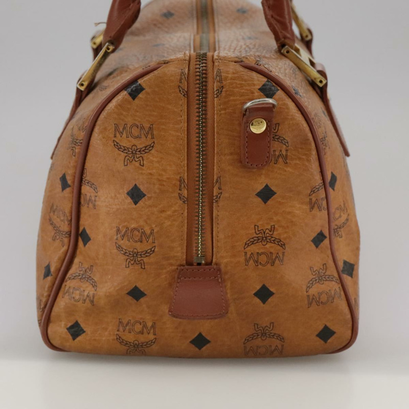 【日本直送】MCM Vicetos Logoogram 迷你波士頓包 PVC 皮革 2way 棕色金色 Auth ki5381-2