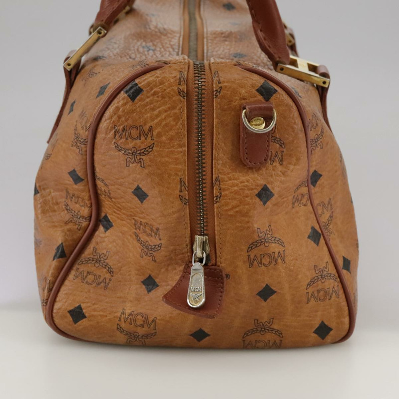 【日本直送】MCM Vicetos Logoogram 迷你波士頓包 PVC 皮革 2way 棕色金色 Auth ki5381-3