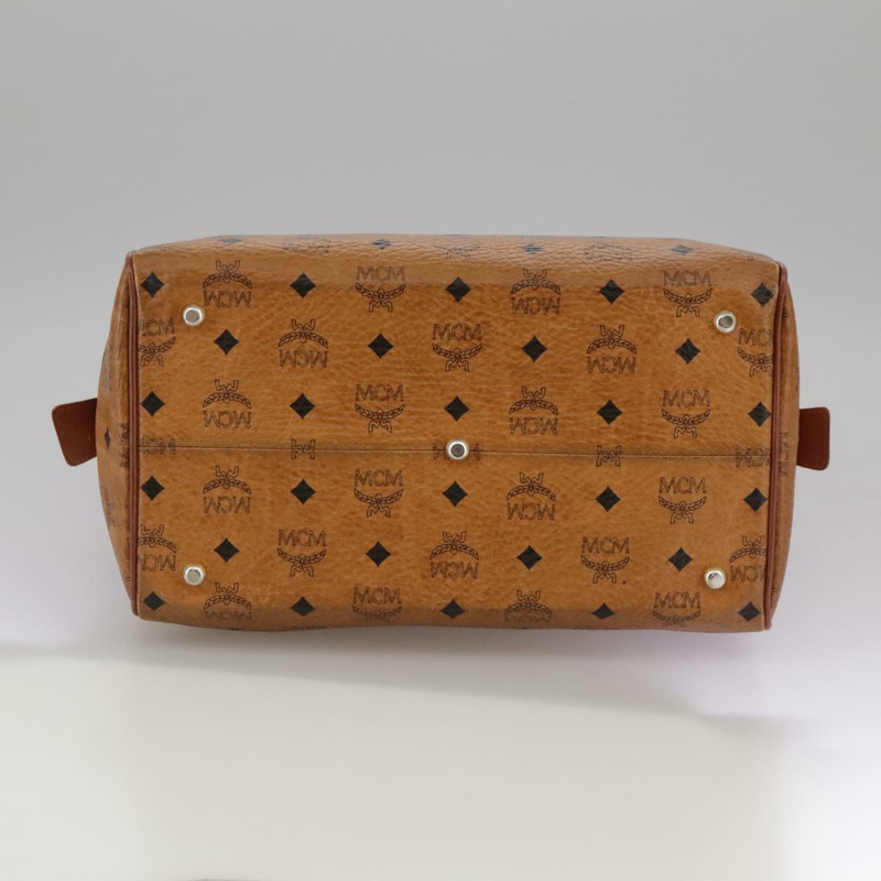 【日本直送】MCM Vicetos Logoogram 迷你波士頓包 PVC 皮革 2way 棕色金色 Auth ki5381-4