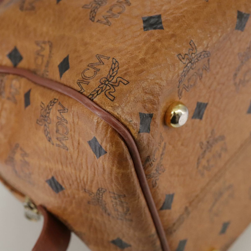 【日本直送】MCM Vicetos Logoogram 迷你波士頓包 PVC 皮革 2way 棕色金色 Auth ki5381-8