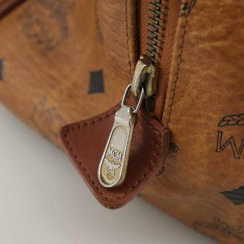 【日本直送】MCM Vicetos Logoogram 迷你波士頓包 PVC 皮革 2way 棕色金色 Auth ki5381-9