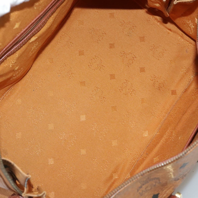 【日本直送】MCM Vicetos Logoogram 迷你波士頓包 PVC 皮革 2way 棕色金色 Auth ki5381-10