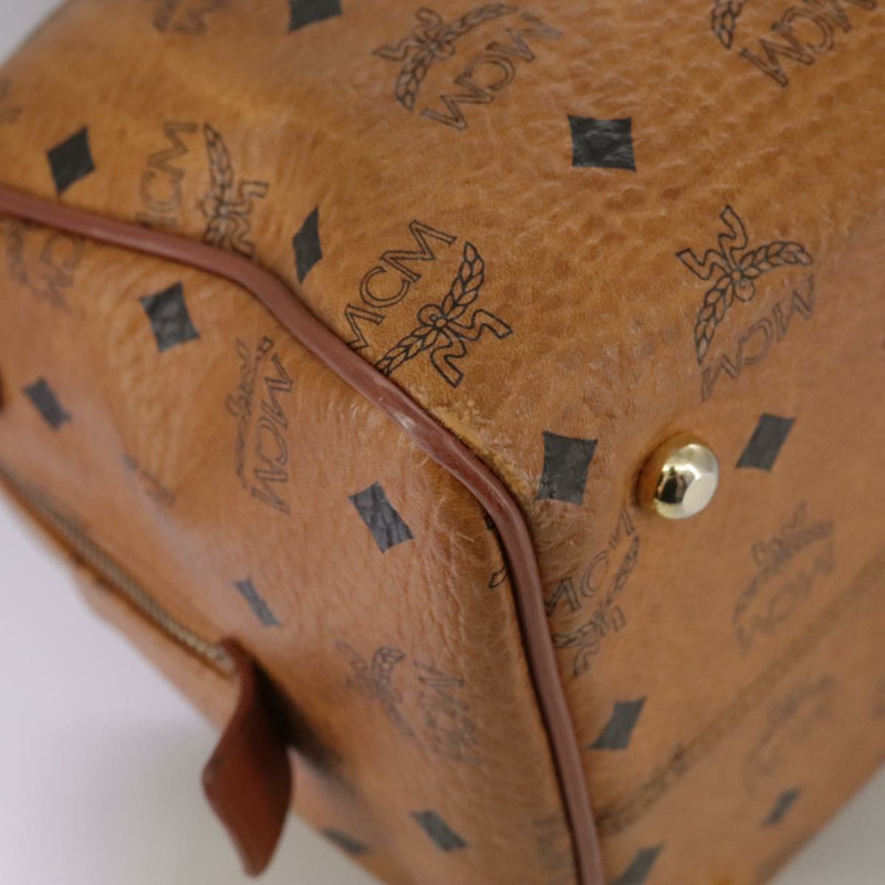 【日本直送】MCM Vicetos Logoogram 迷你波士頓包 PVC 皮革 2way 棕色金色 Auth ki5381-14