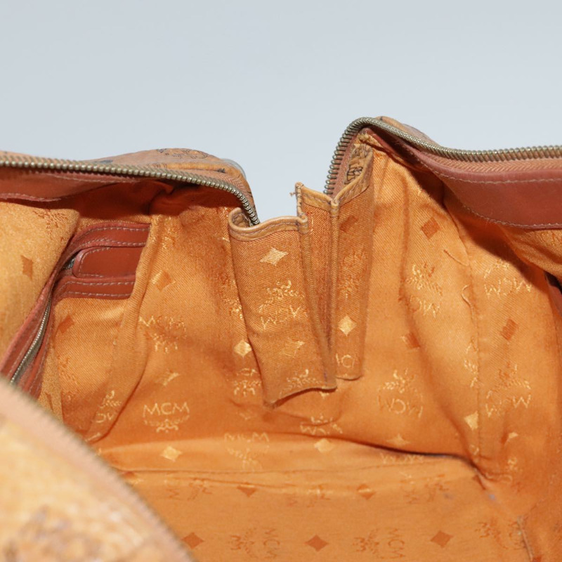 【日本直送】MCM Vicetos Logoogram 迷你波士頓包 PVC 皮革 2way 棕色金色 Auth ki5381-16