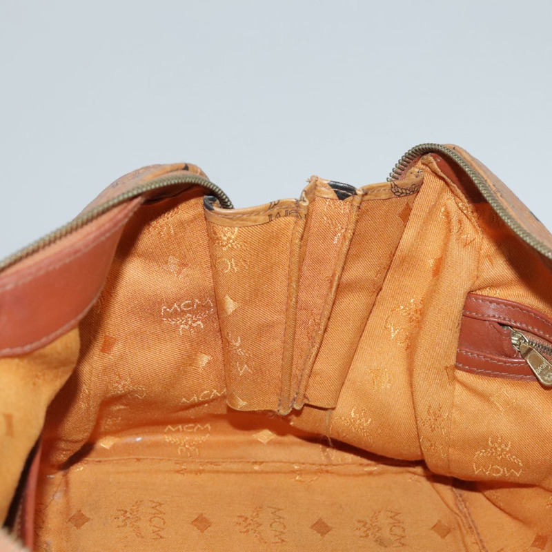 【日本直送】MCM Vicetos Logoogram 迷你波士頓包 PVC 皮革 2way 棕色金色 Auth ki5381-17