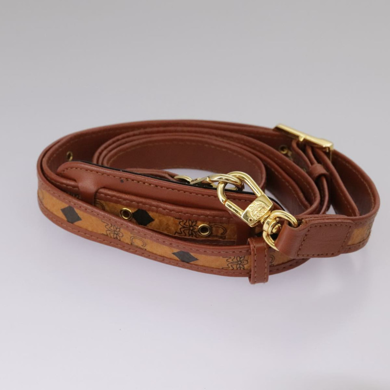 【日本直送】MCM Vicetos Logoogram 迷你波士頓包 PVC 皮革 2way 棕色金色 Auth ki5381-23