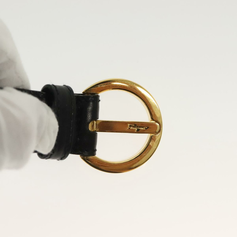 【日本直送】Salvatore Ferragamo 皮帶 皮革 30.3 英吋 金色 黑色 正品 sw1434-5