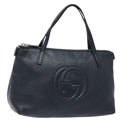 GUCCI Soho 手提包 皮革 黑色 銀色 340618 正品 140788