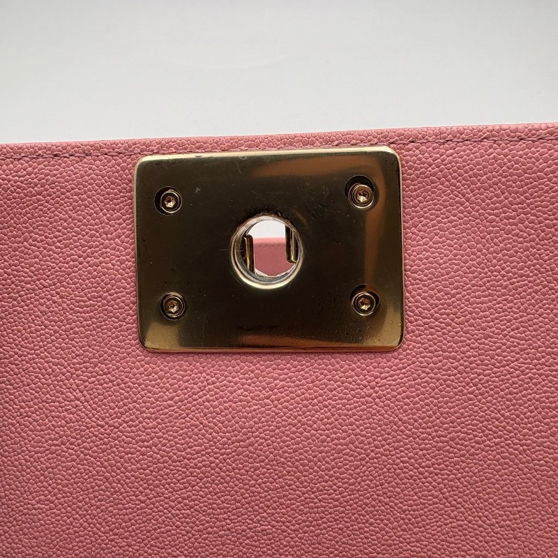 CHANEL LEBOY 粉色 淡金扣 小號 荔枝牛皮 肩背包斜背包-13