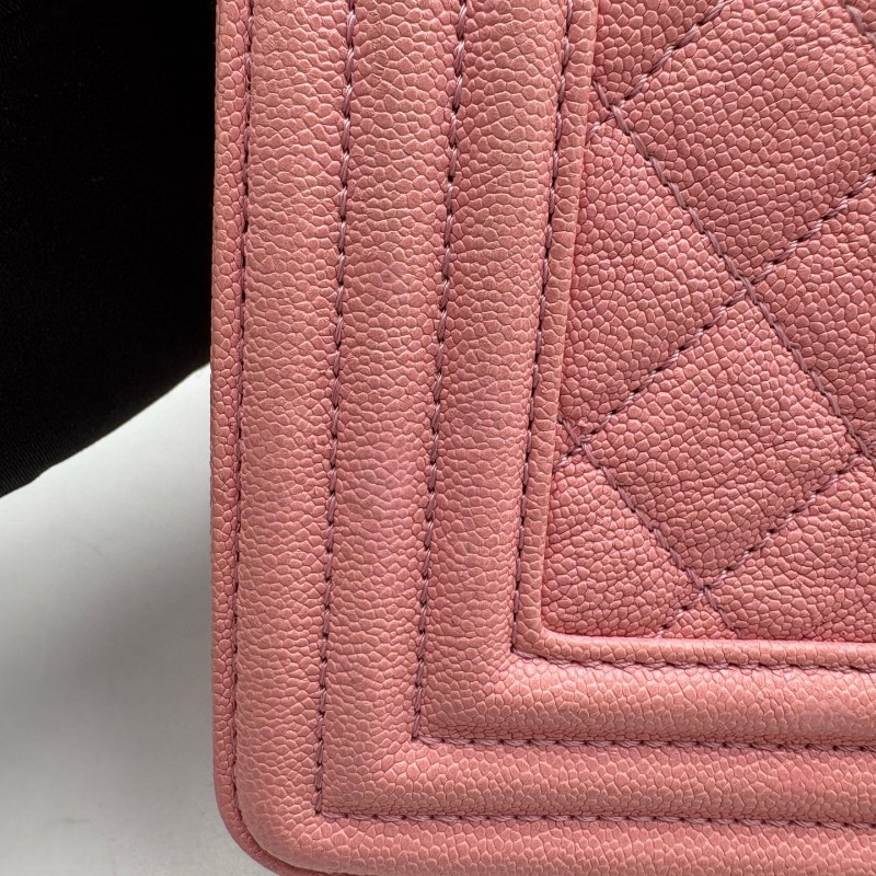 CHANEL LEBOY 粉色 淡金扣 小號 荔枝牛皮 肩背包斜背包-16