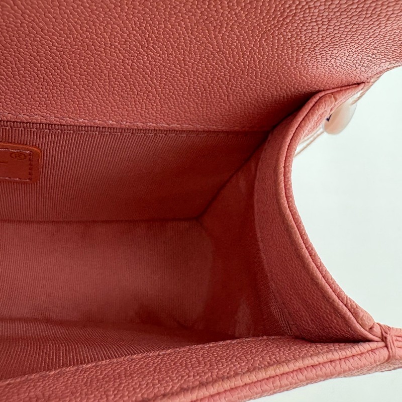 CHANEL LEBOY 粉色 淡金扣 小號 荔枝牛皮 肩背包斜背包-18