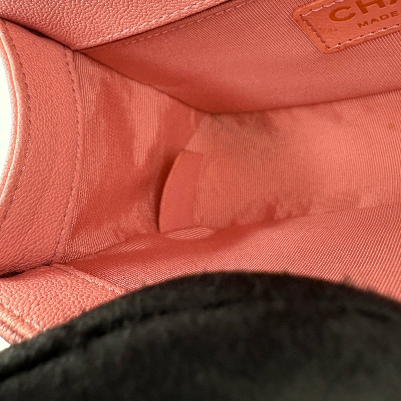 CHANEL LEBOY 粉色 淡金扣 小號 荔枝牛皮 肩背包斜背包-19