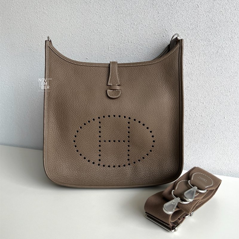 全新💖 全配有購證🙌🏻 Hermès 愛馬仕 Evelyne 29 大象灰銀釦-0