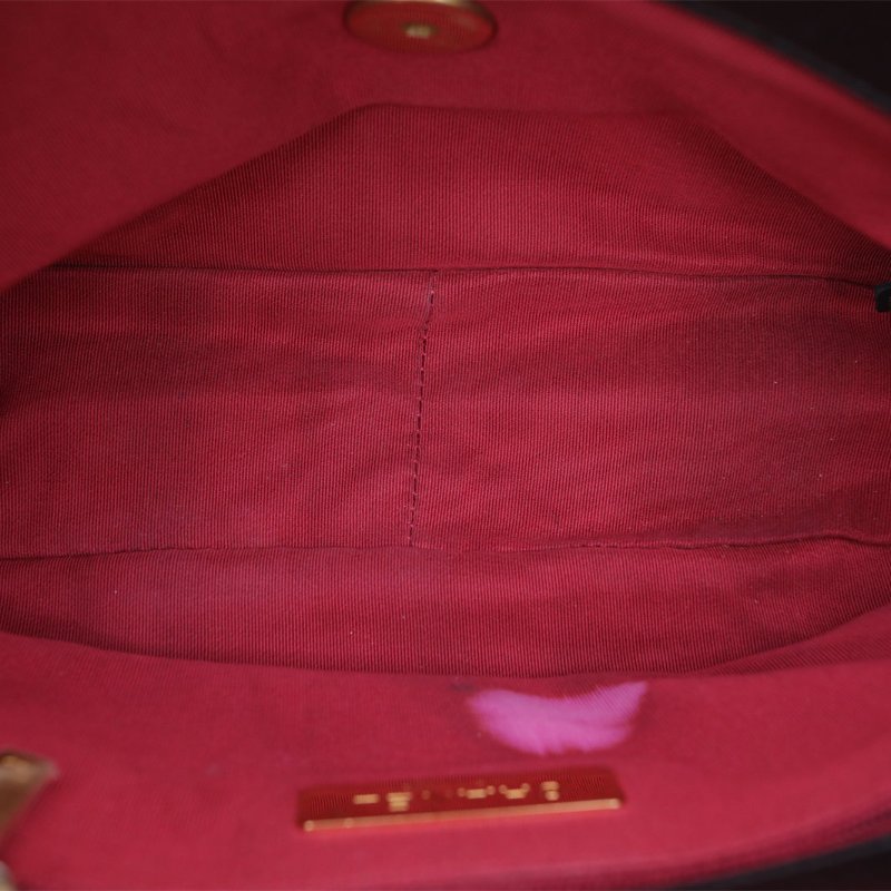 CHANEL 19BAG口蓋包小號26黑色羊皮30開金銀扣肩背包-3