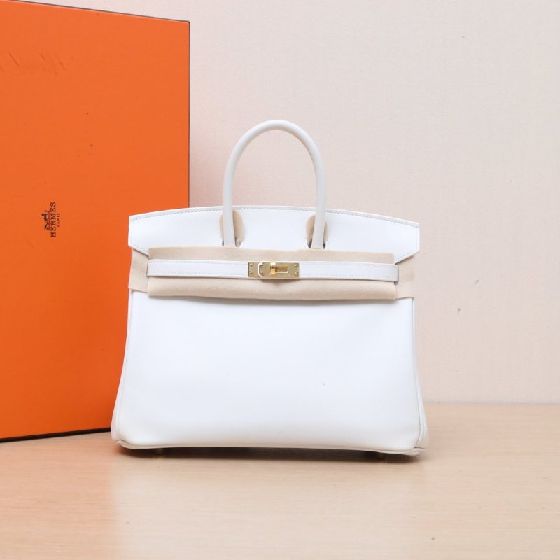 HERMES Birkin250U新白色Swift皮W刻金扣肩背包-0