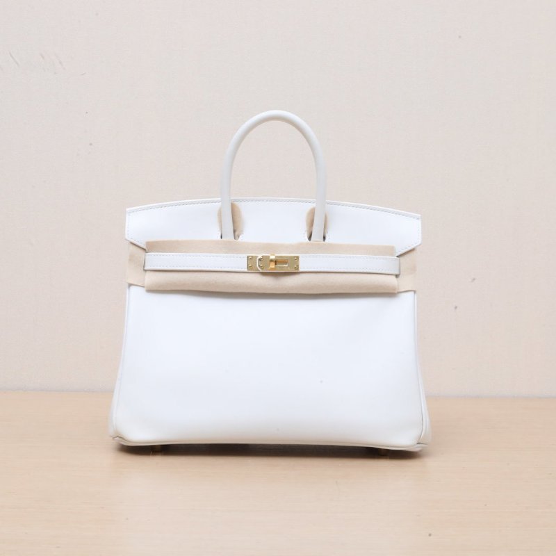 HERMES Birkin250U新白色Swift皮W刻金扣肩背包-1