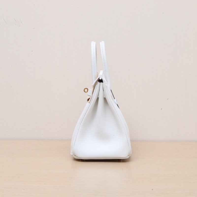 HERMES Birkin250U新白色Swift皮W刻金扣肩背包-4