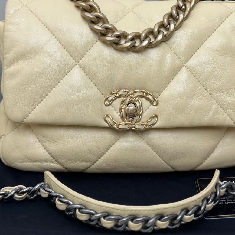 【近新閒置❤️】 Chanel 19bag羊皮小號小雞黃金扣單肩斜挎包-4