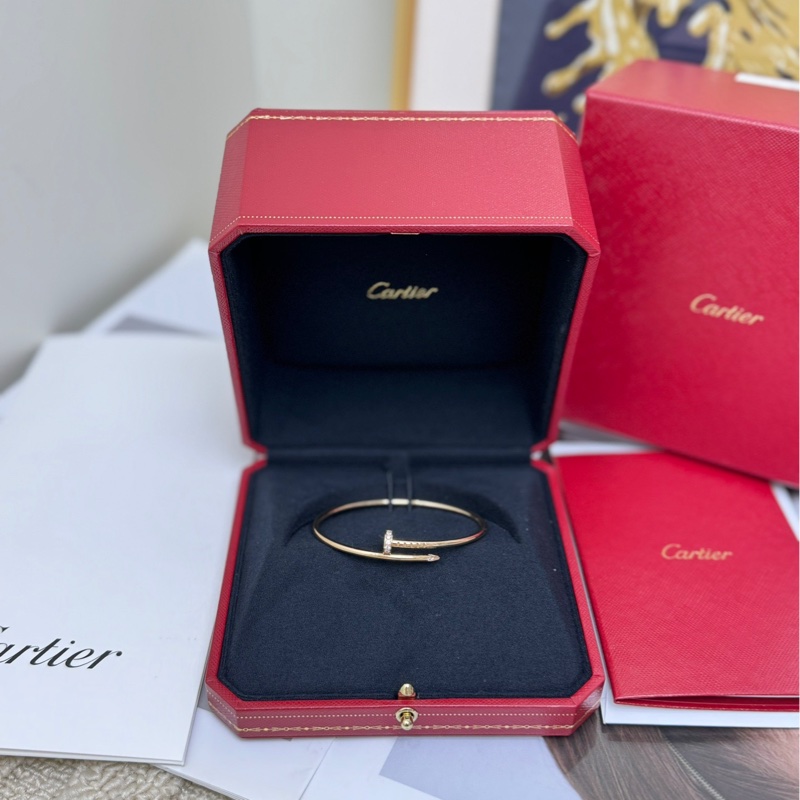 【閒置❤️全套帶票】Cartier 窄版半鑽釘子手鐲 16號玫瑰金-0