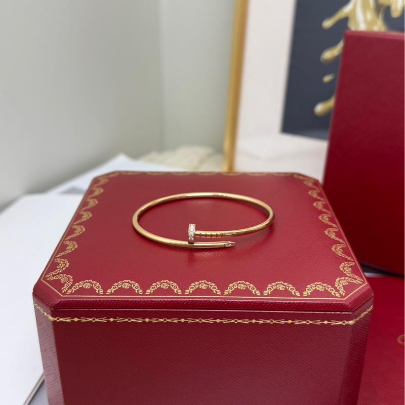 【閒置❤️全套帶票】Cartier 窄版半鑽釘子手鐲 16號玫瑰金-1