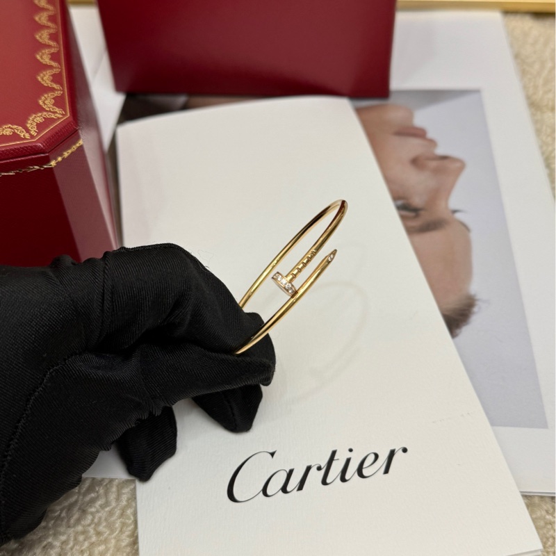【閒置❤️全套帶票】Cartier 窄版半鑽釘子手鐲 16號玫瑰金-2