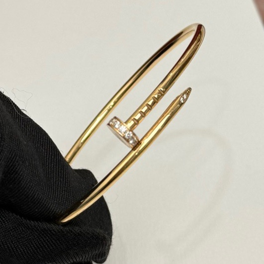 【閒置❤️全套帶票】Cartier 窄版半鑽釘子手鐲 16號玫瑰金-3