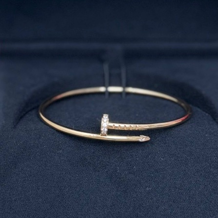 【閒置❤️全套帶票】Cartier 窄版半鑽釘子手鐲 16號玫瑰金-4