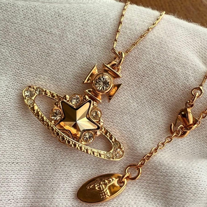 🌷Vivienne Westwood 五星金色項鍊|經典花紋✦fufu style 精品✦ 氣質款|Viviennewestwood項鍊യ-0