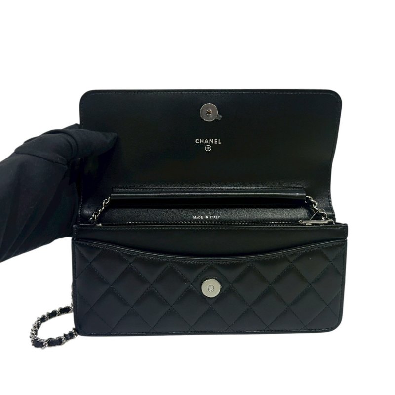 【美收精品】CHANEL黑色羊皮銀色星釦WOC 4-310-14