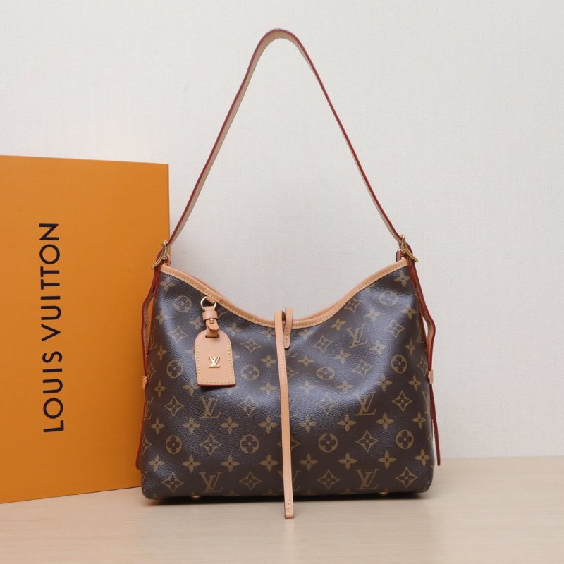LOUIS VUITTON CARRYALL小號29配子袋老花PVC金扣晶片肩背包-0