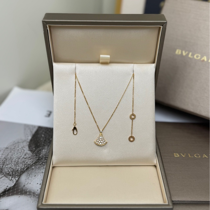 【全套有卡❤️】BVLGARI DIVAS’Dream系列項鍊經典小扇子滿鑽玫瑰金-0