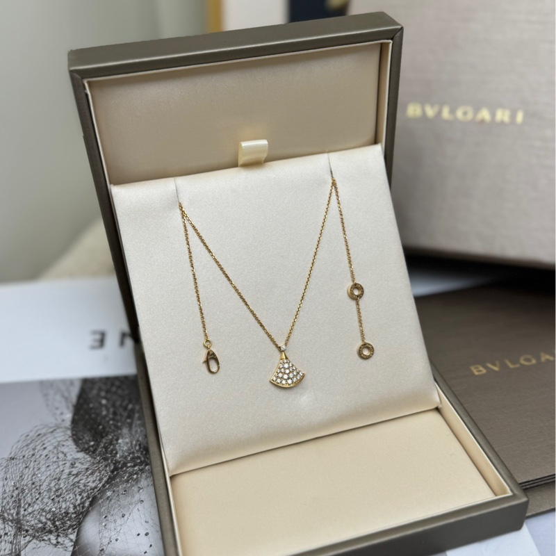 【全套有卡❤️】BVLGARI DIVAS’Dream系列項鍊經典小扇子滿鑽玫瑰金-1
