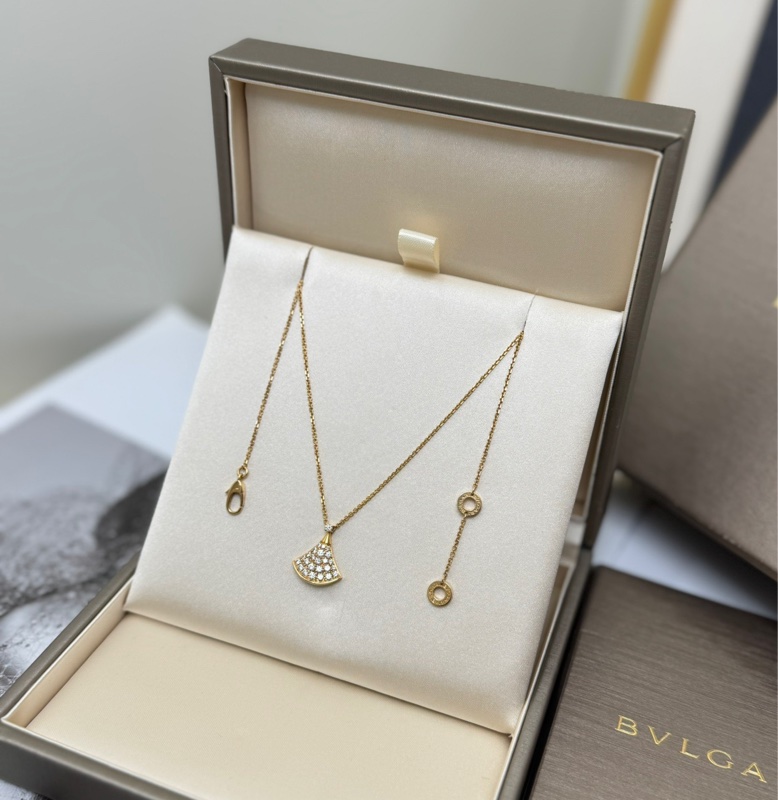 【全套有卡❤️】BVLGARI DIVAS’Dream系列項鍊經典小扇子滿鑽玫瑰金-2