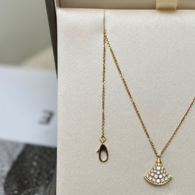 【全套有卡❤️】BVLGARI DIVAS’Dream系列項鍊經典小扇子滿鑽玫瑰金-5