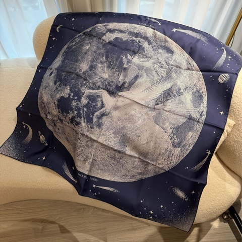 Hermes 月球絲巾🖤雙面🌛🩵超級美