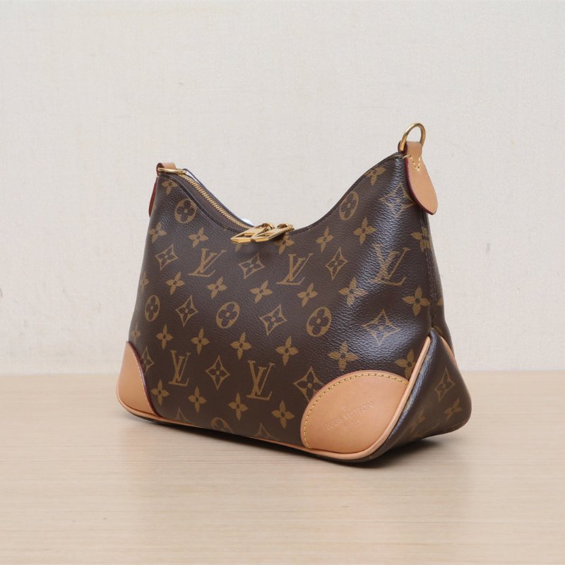LOUIS VUITTON BOULOGNE牛角包可拆卸肩帶老花PVC老花晶片肩背包-4
