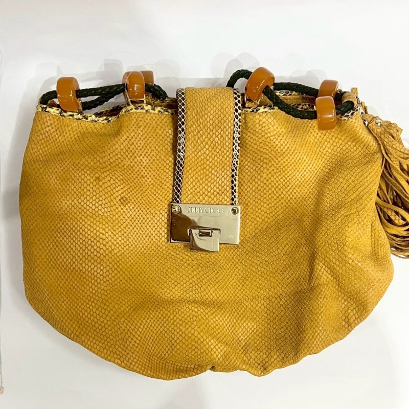 【美收精品】JIMMY CHOO 黃色肩背包 4-340-13