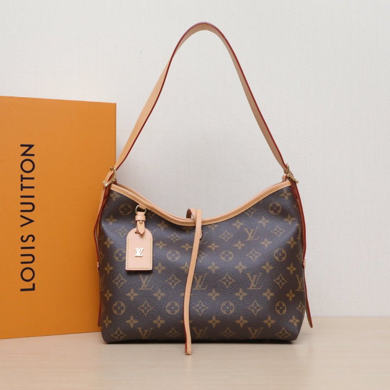 LOUIS VUITTON CARRYALL小號29配子袋老花PVC金扣晶片肩背包-0