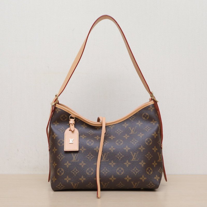LOUIS VUITTON CARRYALL小號29配子袋老花PVC金扣晶片肩背包-1